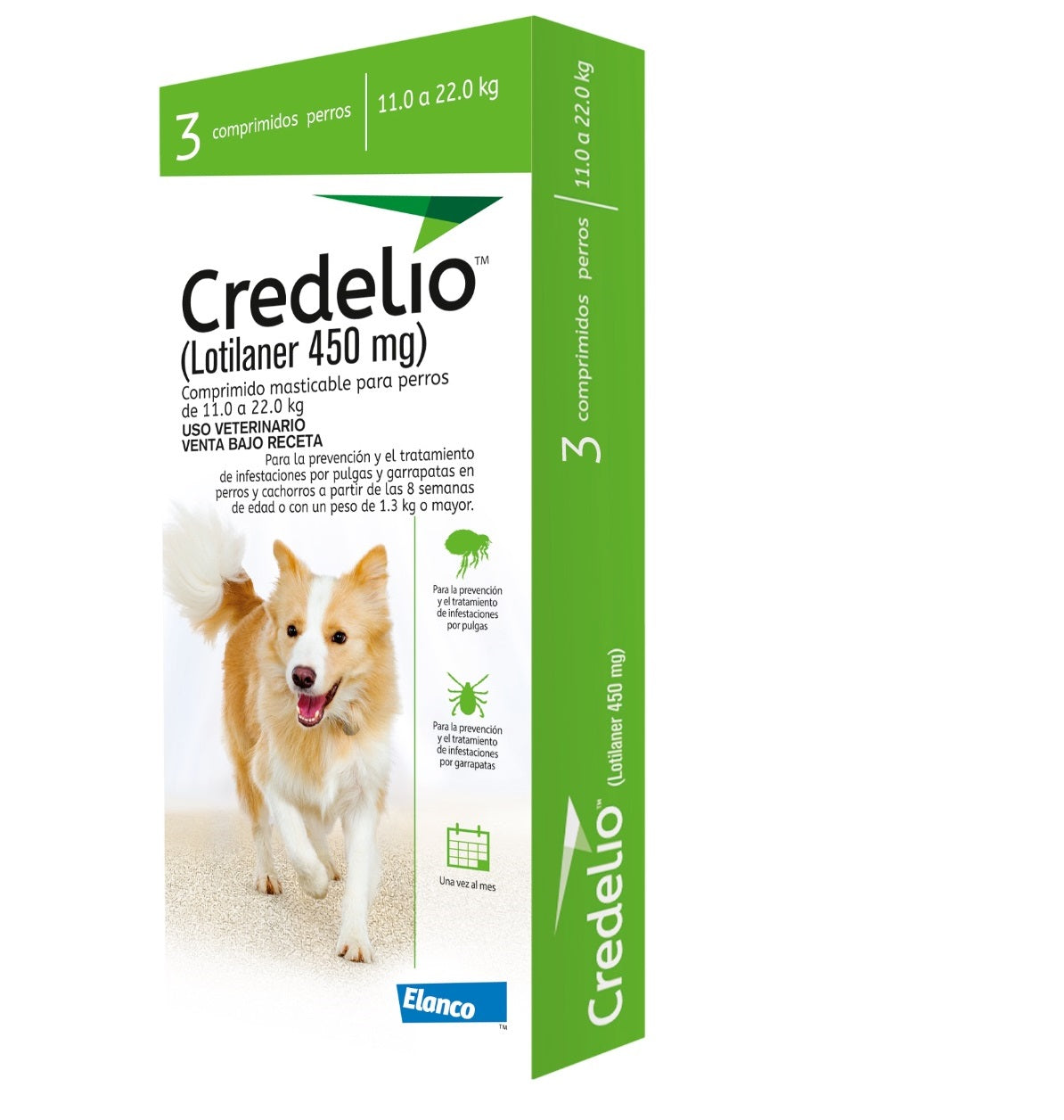 Credelio 11-22 kg 3 tabletas ( 450 mg Lotilaner ) Pulgas y Garrapatas
